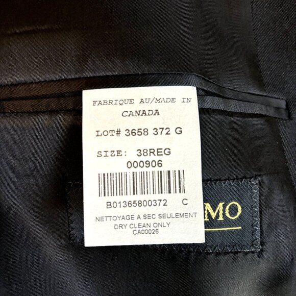Super 100's Wool Suit Jacket Canada Ultimo Uomo NWOT Size 38R Men's Black Blazer - Picture 11 of 14